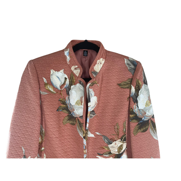 ELLEN TRACY LINDA ALLARD PEACH FLOWER JACKET/BLAZER - Picture 3 of 11